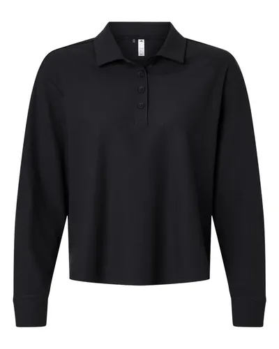 Adidas A1008 Women's Beyond Long Sleeve Loose Polo — blank polo, front view