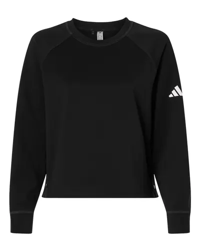 Adidas A1014 Women's Beyond Side-Snap Crewneck Sweatshirt — blank crewneck sweatshirt, front view