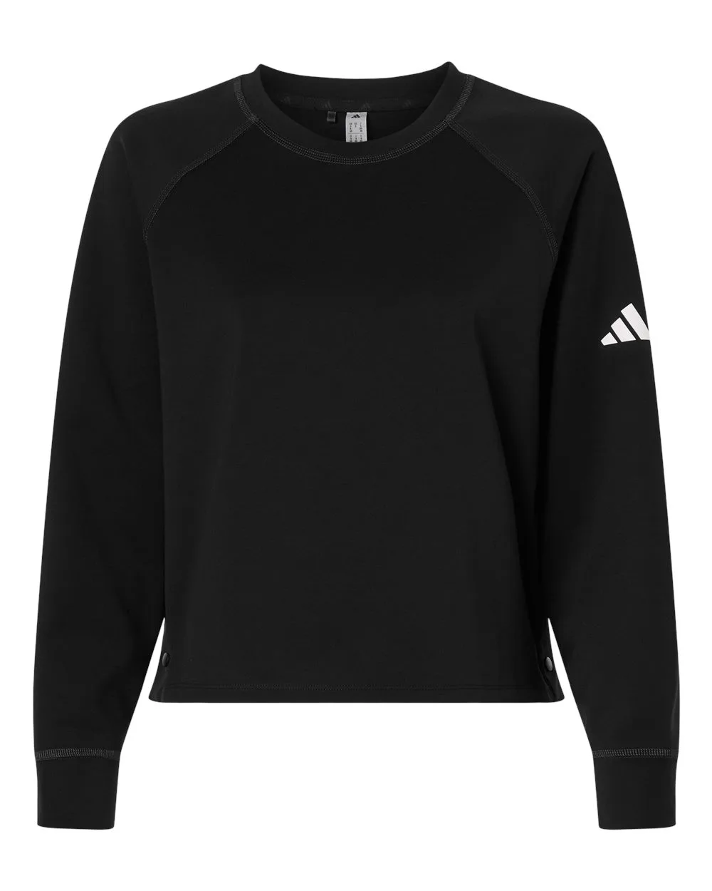 Adidas A1014 Women's Beyond Side-Snap Crewneck Sweatshirt — blank crewneck sweatshirt, front view