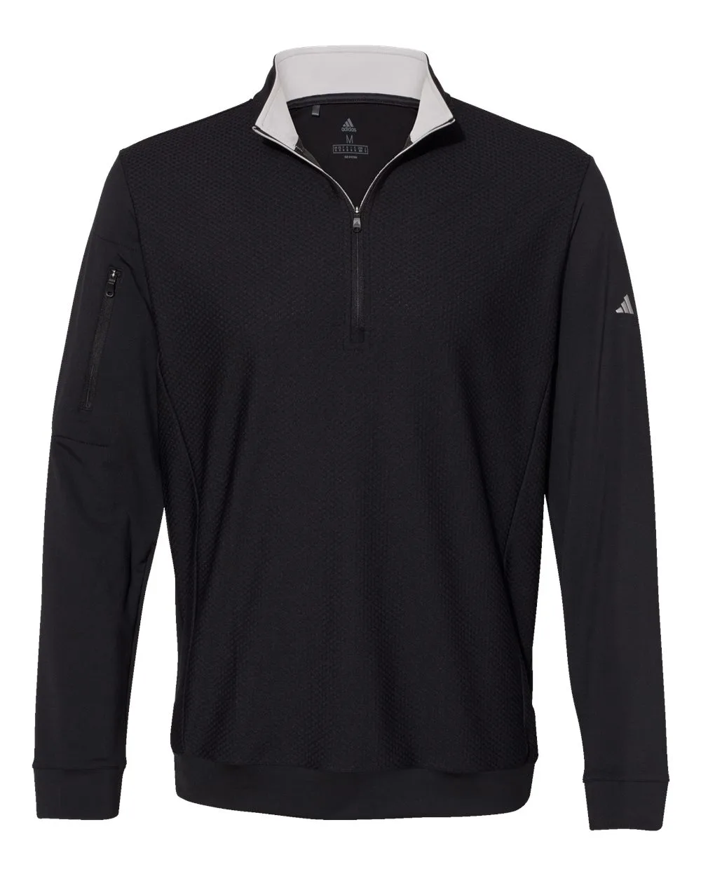 Adidas A295 Men's Textured Quarter-Zip Pullover — blank garment, front view
