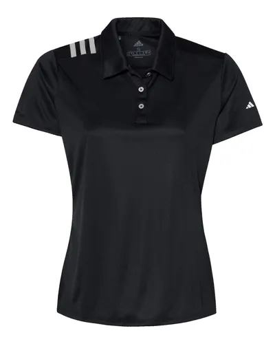 Adidas A325 Women's 3-Stripes Shoulder Polo — blank polo, front view