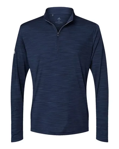 Adidas A475 Men's Lightweight Mélange Quarter-Zip Pullover — blank garment, front view
