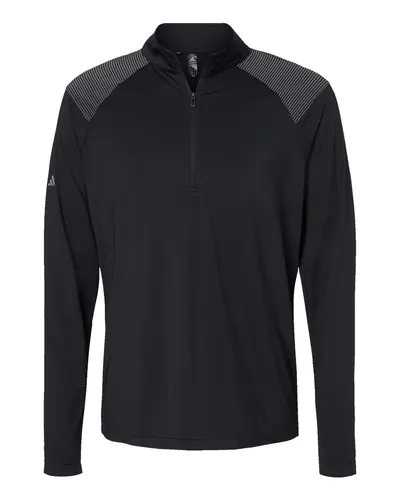 Adidas A520 Men's Ultimate365 Lightweight Shoulder Stripe Quarter-Zip Pullover — blank garment, front view