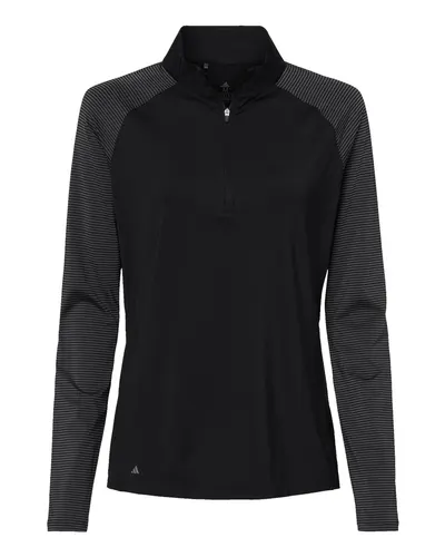 Adidas A521 Women's Ultimate365 Lightweight Raglan Quarter-Zip Pullover — blank garment, front view
