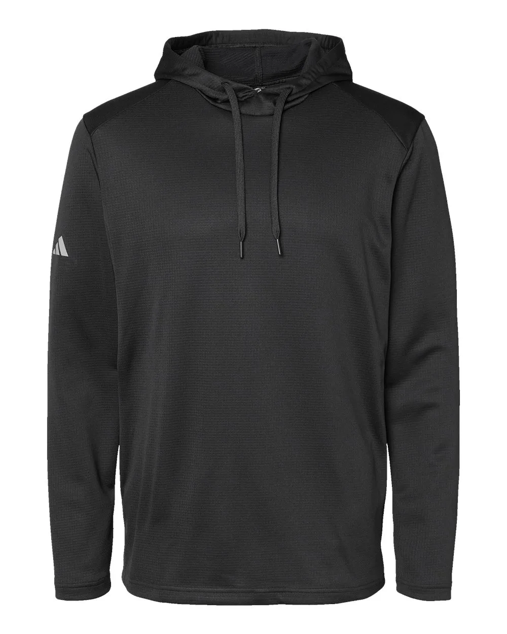 Adidas A530 Men's Textured Mixed Media Midweight Hooded Sweatshirt — blank hooded sweatshirt, front view
