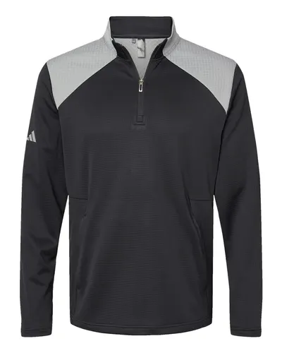 Adidas A532 Men's Textured Mixed Media Quarter-Zip Pullover — blank garment, front view