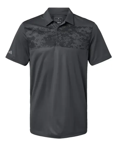 Adidas A585 Men's Camo Chest Print Polo — blank polo, front view