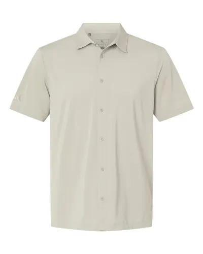 Adidas A595 Men's Full Button Down Short Sleeve Shirt — blank woven shirt, front view