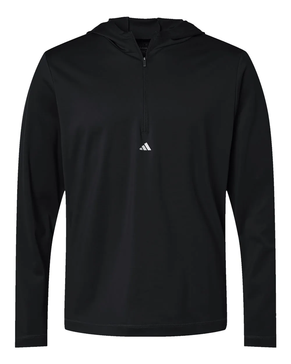Adidas A596 Men's Lightweight Quarter-Zip Hooded Pullover — blank hooded sweatshirt, front view