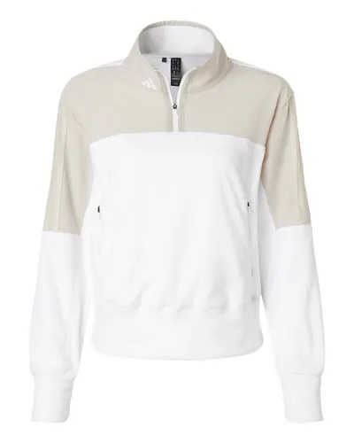 Adidas A601 Women's Fleece Quarter-Zip Pullover — blank fleece pullover, front view