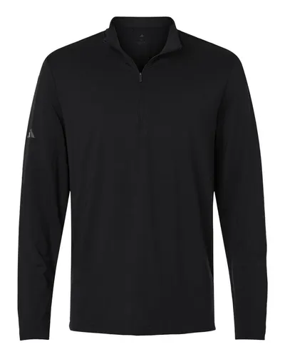 Adidas A708 Men's Textured Stripe Quarter-Zip Pullover — blank garment, front view