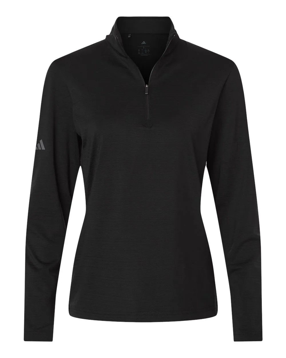 Adidas A709 Women's Textured Stripe Quarter-Zip Pullover — blank garment, front view