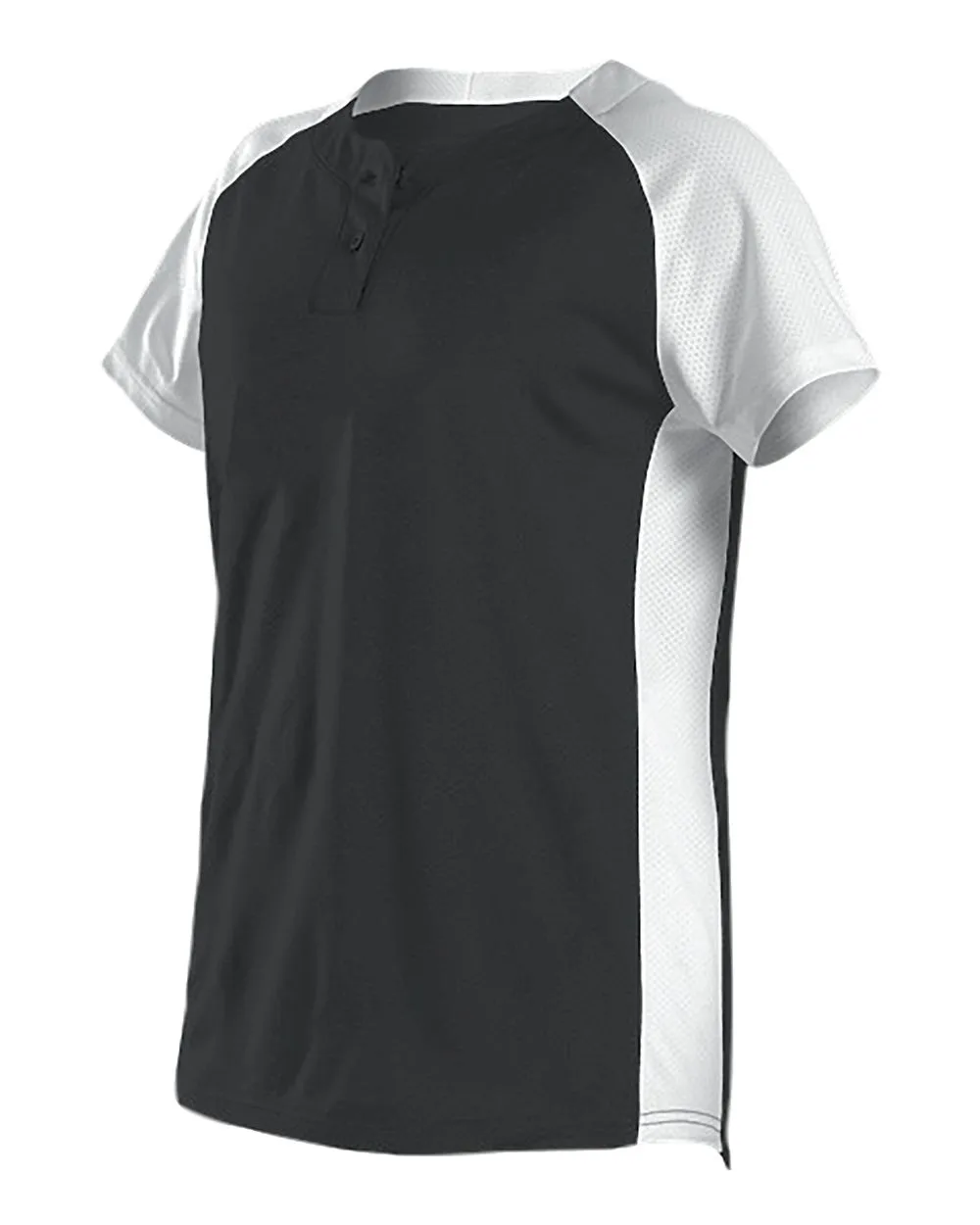 Alleson Athletic 522PDW Women's Two Button Fastpitch Jersey — blank t-shirt, front view