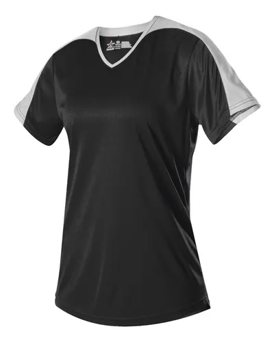 Alleson Athletic 558VG Girls' V-Neck Fastpitch Jersey — blank t-shirt, front view