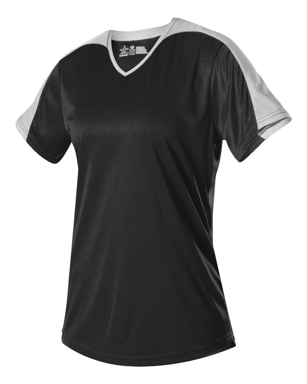 Alleson Athletic 558VW Women's V-Neck Fastpitch Jersey — blank t-shirt, front view