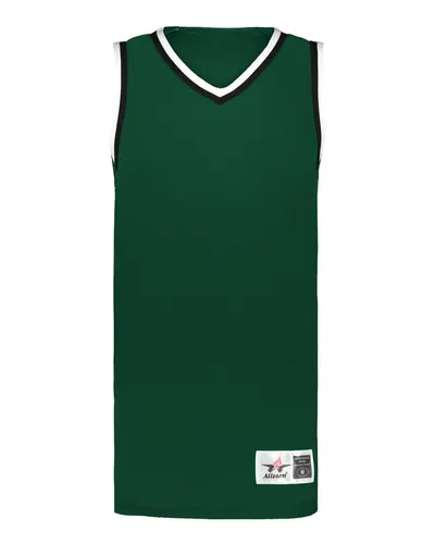 Alleson Athletic A53000 Youth Retro Basketball Jersey — blank t-shirt, front view