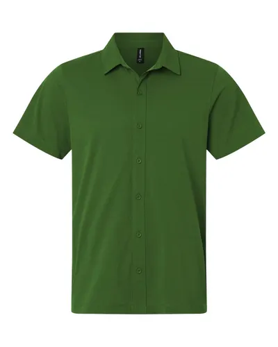 AllPro 41SPSS Men's Pro-Flex Sorona® Button Down Short Sleeve Shirt — blank woven shirt, front view