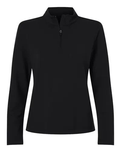 AllPro STF870L Women's Stretch Quarter-Zip Fleece Pullover — blank fleece pullover, front view