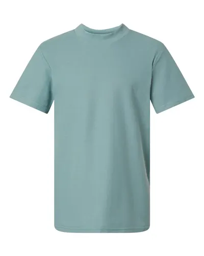 American Apparel 1PQ Unisex Pique Mock Neck Tee — blank t-shirt, front view