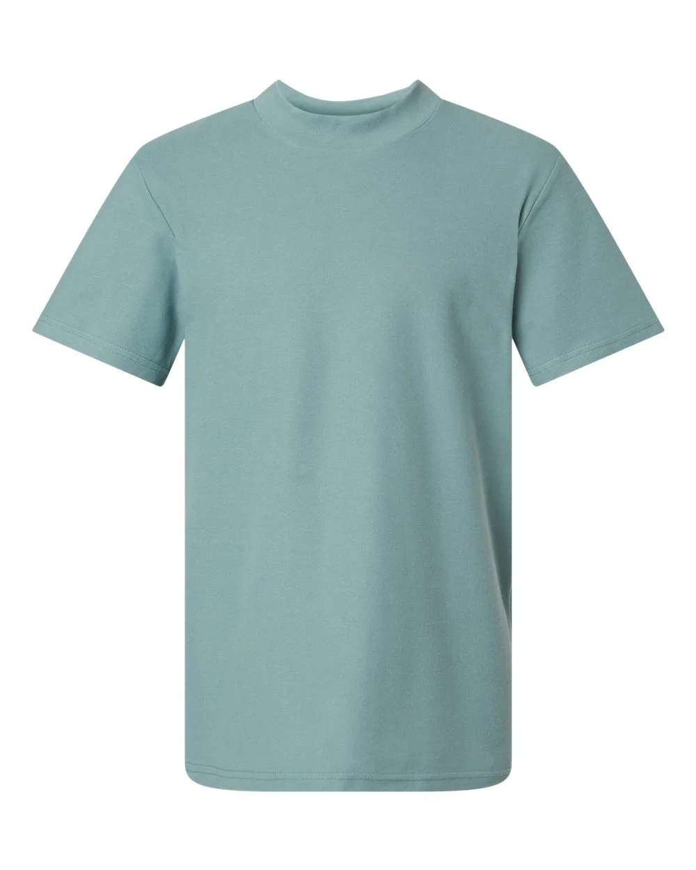 American Apparel 1PQ Unisex Pique Mock Neck Tee — blank t-shirt, front view