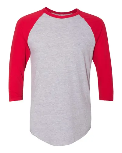 American Apparel BB453W Unisex 50/50 Raglan Three-Quarter Sleeve Tee — blank t-shirt, front view