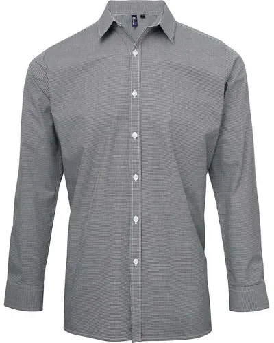 Artisan Collection by Reprime RP220 Men's Microcheck Gingham Cotton Shirt — blank garment, front view