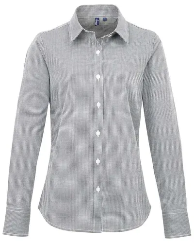 Artisan Collection by Reprime RP320 Women's Microcheck Gingham Cotton Shirt — blank garment, front view