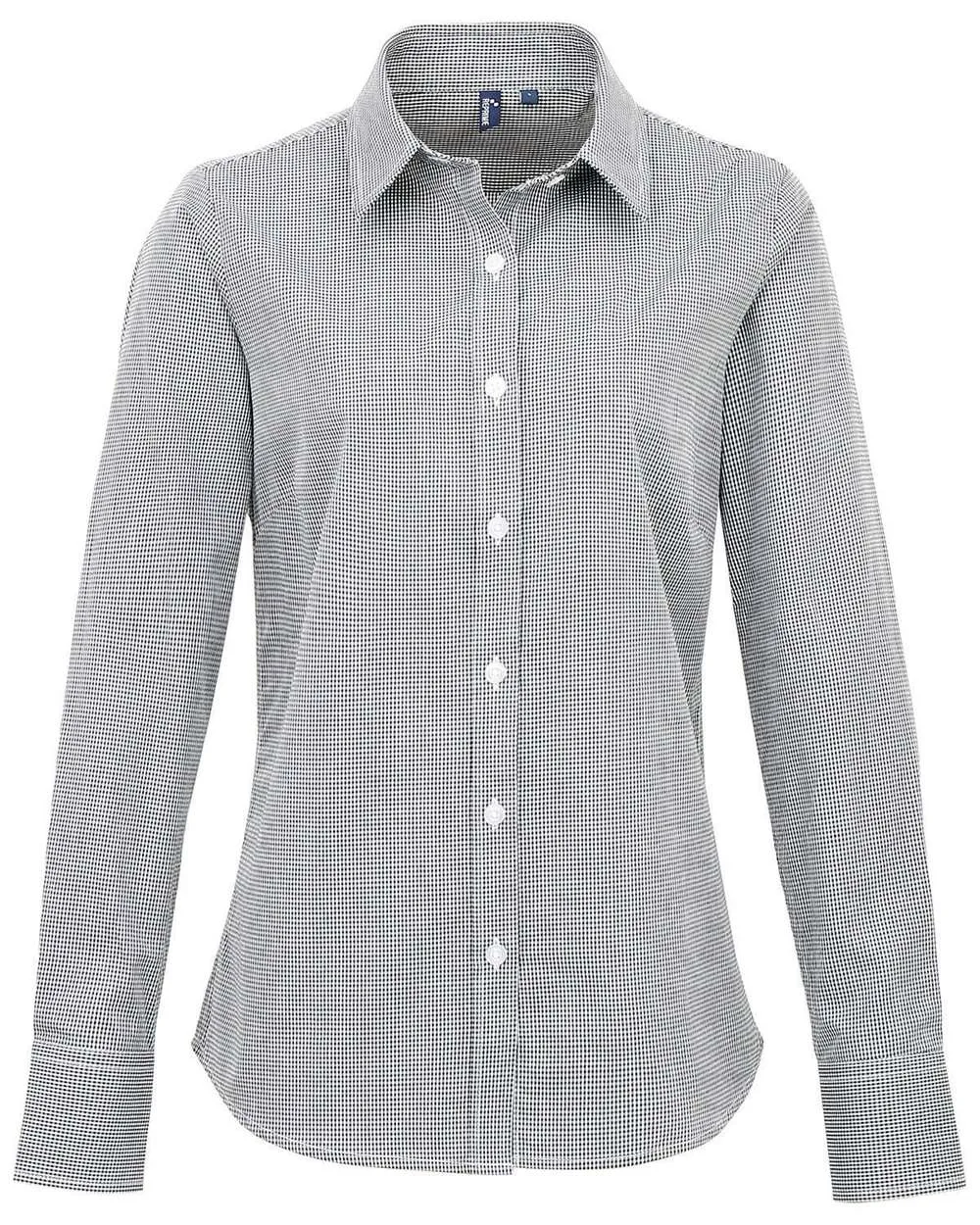 Artisan Collection by Reprime RP320 Women's Microcheck Gingham Cotton Shirt — blank garment, front view