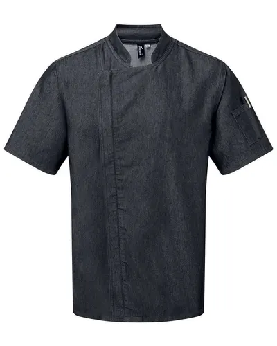 Artisan Collection by Reprime RP906 Unisex Zip-Close Short Sleeve Chef's Coat — blank jacket, front view