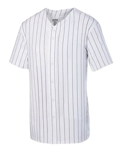 Augusta Sportswear 1686 Youth Pinstripe Full Button Baseball Jersey — blank t-shirt, front view