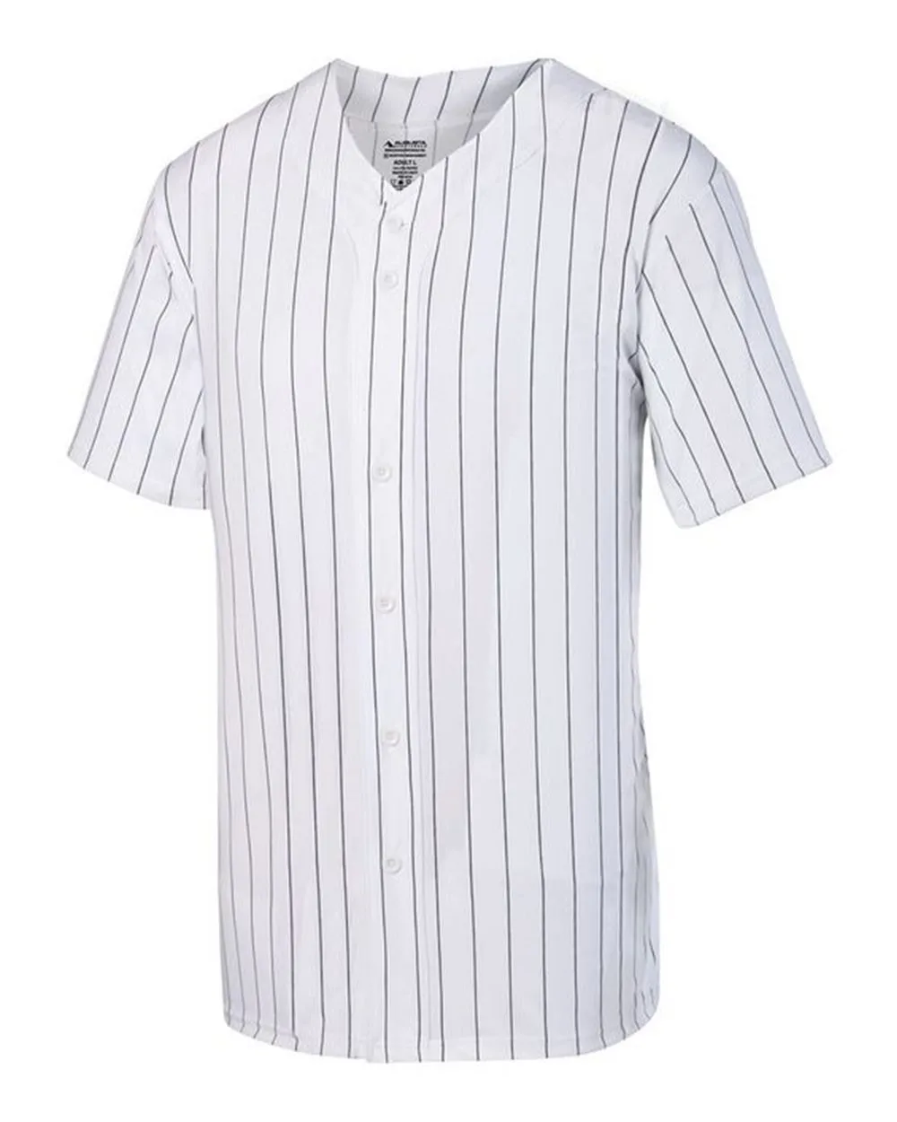 Augusta Sportswear 1686 Youth Pinstripe Full Button Baseball Jersey — blank t-shirt, front view