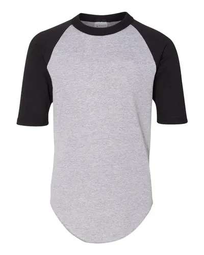 Augusta Sportswear 4421 Youth Three-Quarter Sleeve Baseball Jersey — blank t-shirt, front view