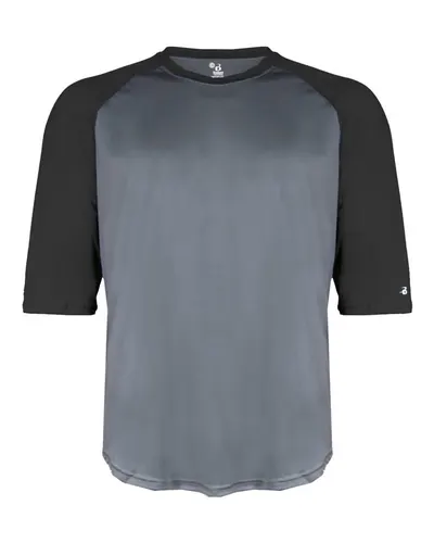 Badger 2133 Youth B-Core Three-Quarter Sleeve Baseball T-Shirt — blank t-shirt, front view