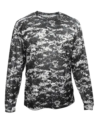 Badger 2184 Youth Digital Camo Long Sleeve T-Shirt — blank long sleeve tee, front view