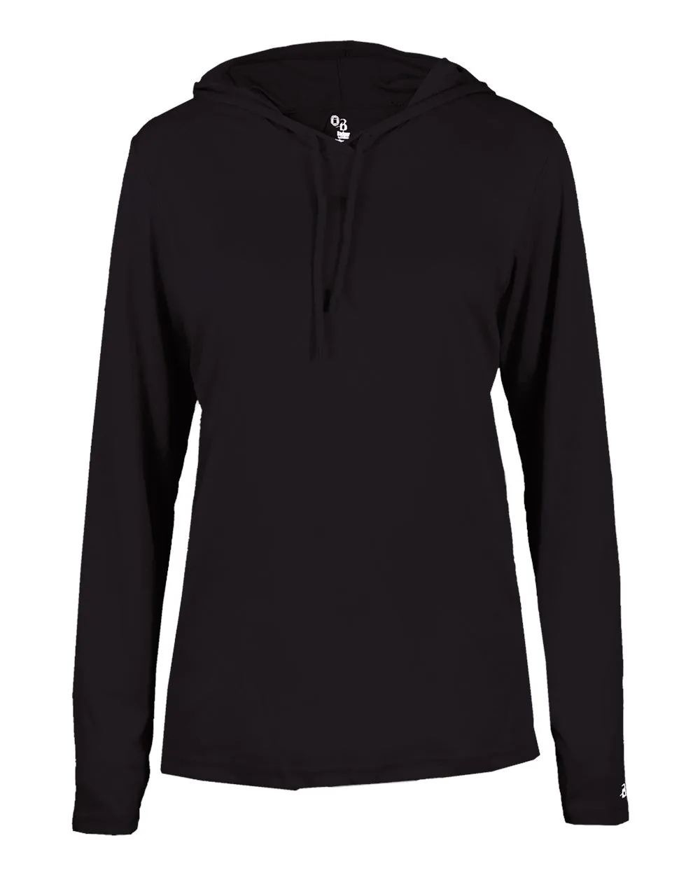 Badger 4165 Women's B-Core Long Sleeve Hooded T-Shirt — blank hooded sweatshirt, front view
