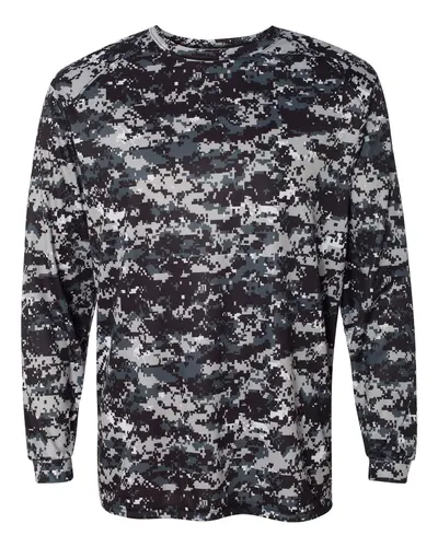 Badger 4184 Men's Digital Camo Long Sleeve T-Shirt — blank long sleeve tee, front view
