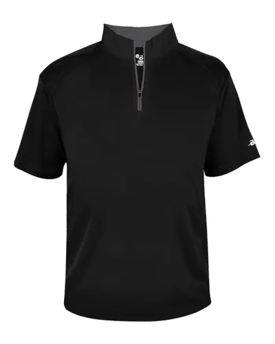 Badger 4199 Men's B-Core Short Sleeve Quarter-Zip — blank garment, front view