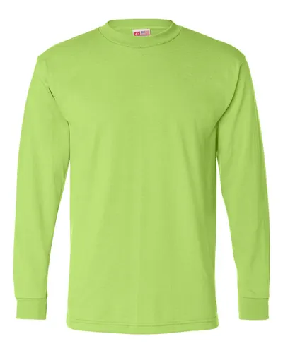Bayside 1715 Men's USA-Made 50/50 Long Sleeve T-Shirt — blank long sleeve tee, front view