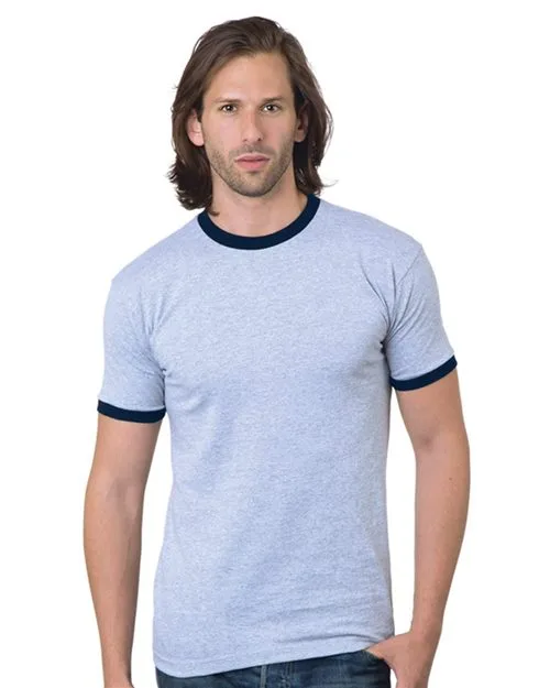Bayside 1800 Men's USA-Made Ringer T-Shirt — blank t-shirt, front view
