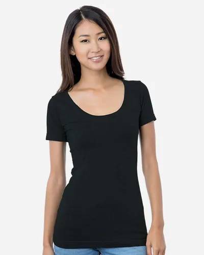 Bayside 3405 Women's USA-Made Scoop Neck T-Shirt — blank t-shirt, front view