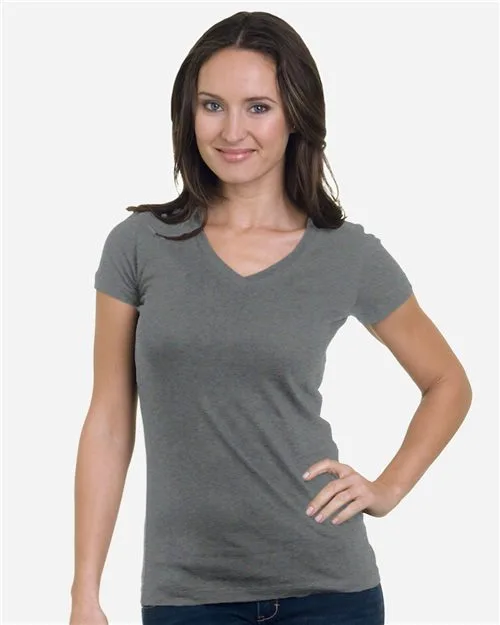 Bayside 3407 Women's USA-Made V-Neck T-Shirt — blank t-shirt, front view