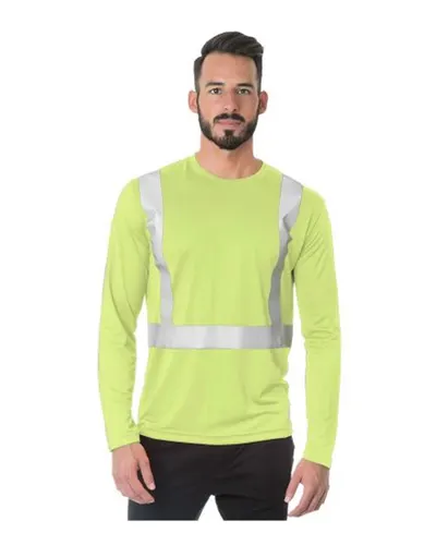 Bayside 3742 Men's USA-Made Hi-Visibility Long Sleeve Performance T-Shirt — blank long sleeve tee, front view
