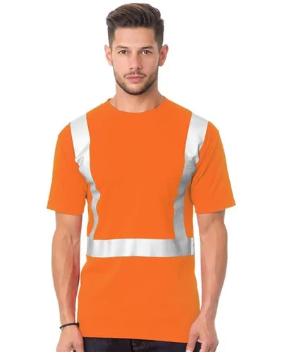 Bayside 3772 Unisex USA-Made 50/50 High Visibility Pocket T-Shirt — blank t-shirt, front view