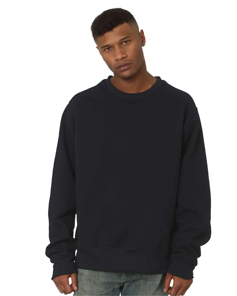 Bayside 4025 Unisex USA-Made Super Heavy Oversized Crewneck Sweatshirt — blank crewneck sweatshirt, front view