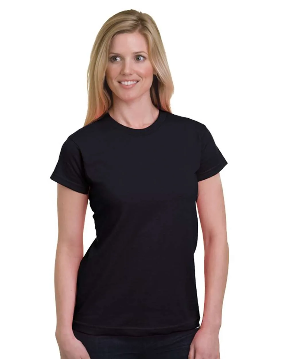 Bayside 5850 Women's USA-Made Fine Jersey T-Shirt — blank t-shirt, front view