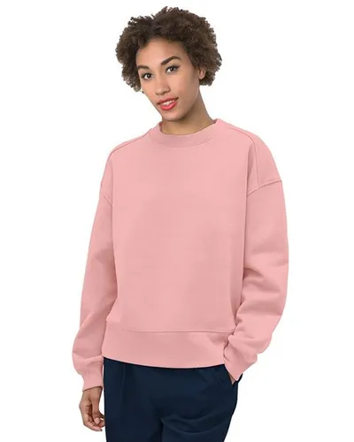 Bayside 7702 Women's USA-Made Fleece Crewneck Sweatshirt — blank crewneck sweatshirt, front view