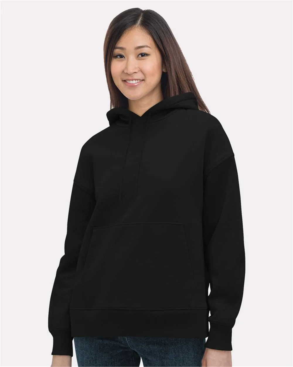 Bayside 7760 Women's USA-Made Hooded Sweatshirt — blank hooded sweatshirt, front view