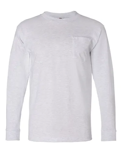 Bayside 8100 Unisex USA-Made Long Sleeve Pocket T-Shirt — blank long sleeve tee, front view