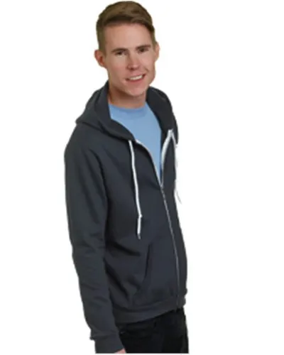Bayside 875 Unisex USA-Made Full-Zip Fleece HoodedSweatshirt — blank crewneck sweatshirt, front view