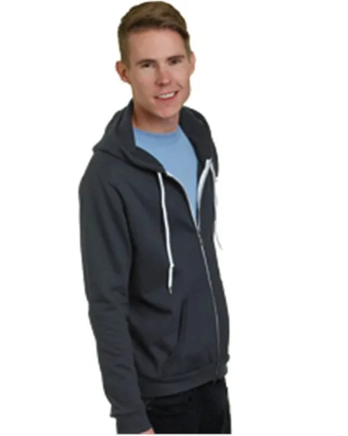 Bayside 875 Unisex USA-Made Full-Zip Fleece HoodedSweatshirt — blank crewneck sweatshirt, front view